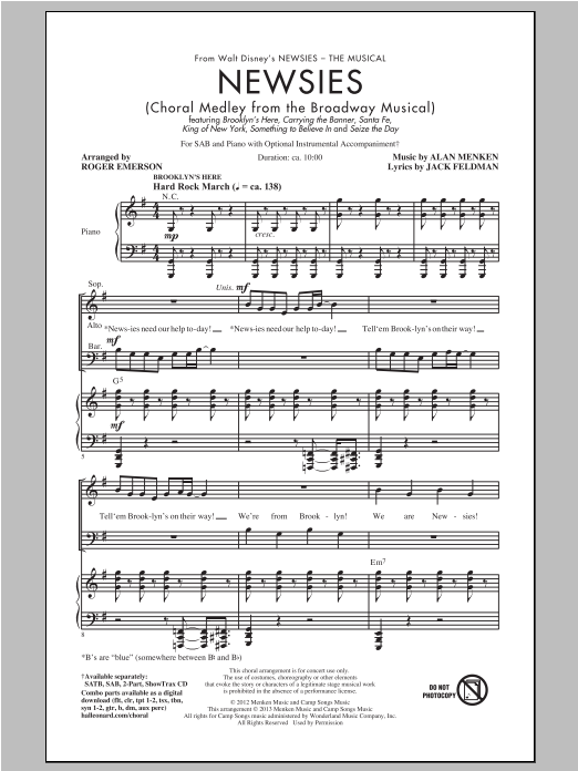Produktbild zu: Newsies (Choral Medley)