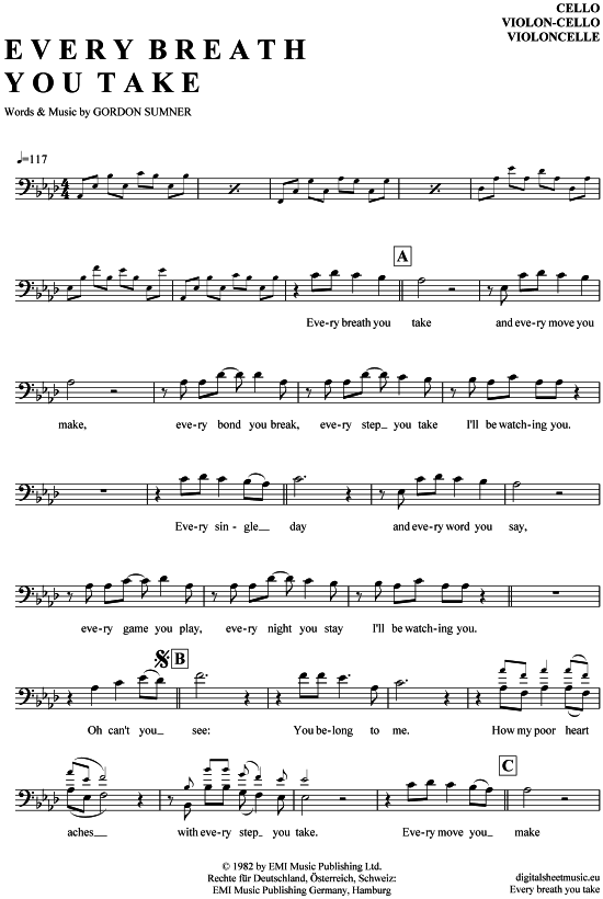 Produktgalerie: Seite 1 von 4 Every breath you take , Police, The, (Violon-Cello)