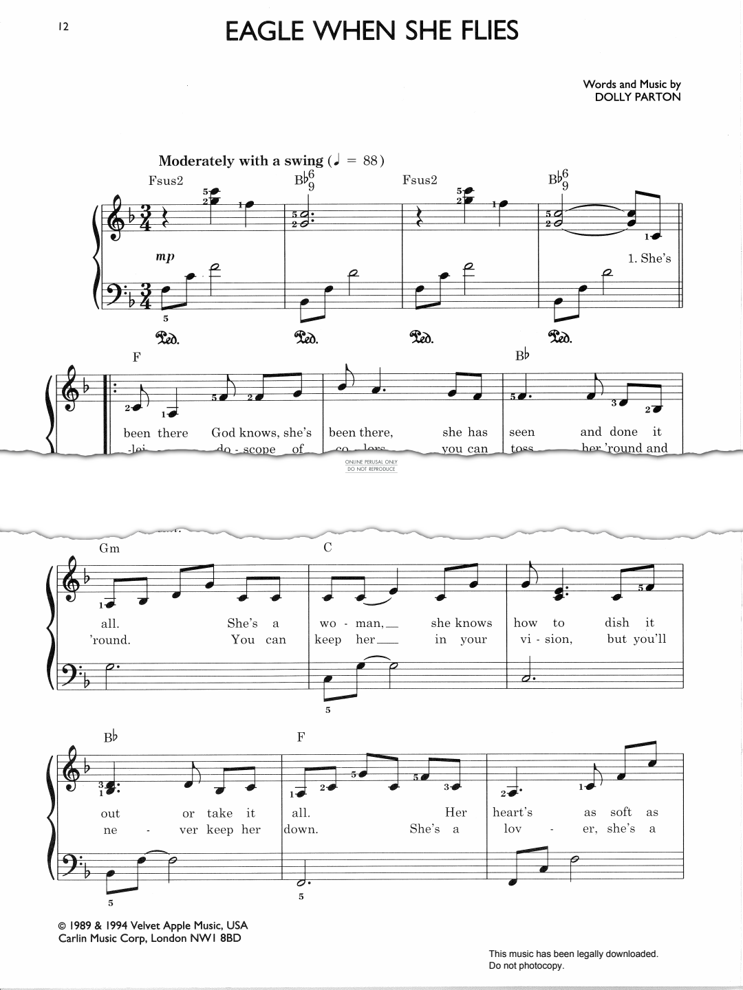 Produktgalerie: Seite 1 von 1 An Eagle When She Flies, Dolly Parton, Gesang, Gitarre, Klavier