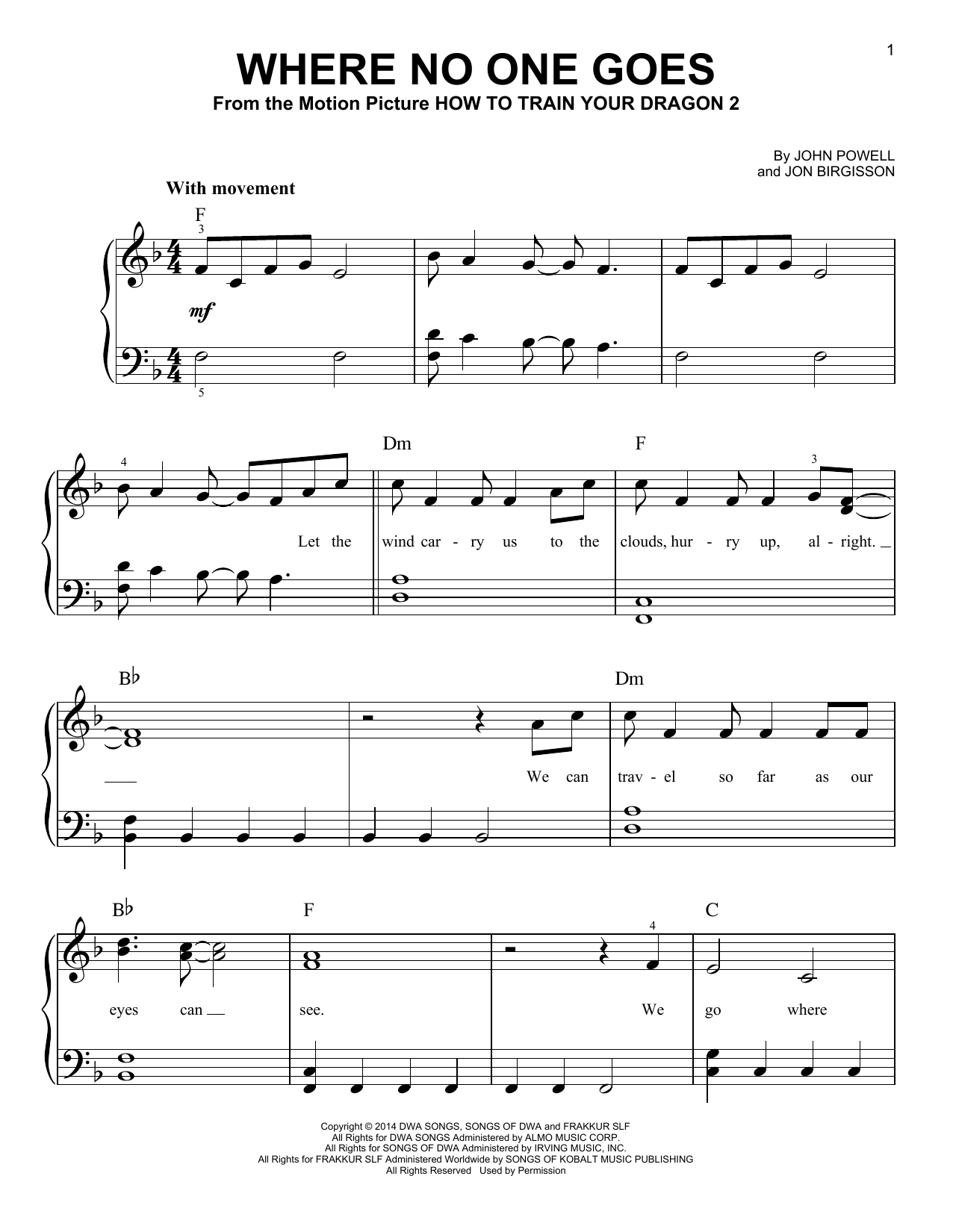 Produktbild zu: Where No One Goes (from How to Train Your Dragon 2)