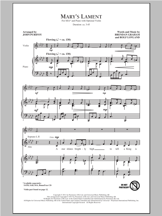 Produktgalerie: Seite 1 von 1 Mary's Lament, John Purifoy, Chor