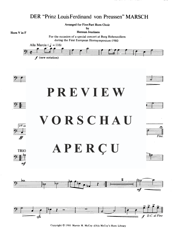 Product gallery: Page 11 of 11 Der "Prinz Louis Ferdinand von Preussen" Marsch, , Horn Quintet