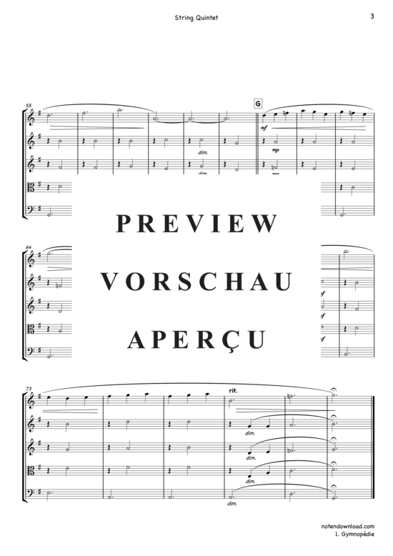 Produktgalerie: Seite 4 von 9 Gymnopédie Nr. 1 , , (Streicher Quintett)