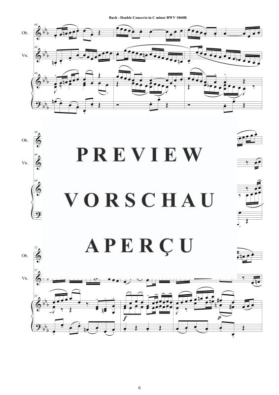 Produktgalerie: Seite 7 von 11 Doppel Konzert Oboe, Violine in C-Moll BWV 1060R, , Oboe, Violine und Klavier