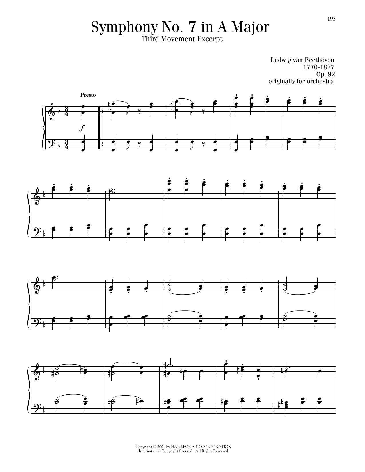 Produktbild zu: Symphony No. 7 In A Major, Third Movement