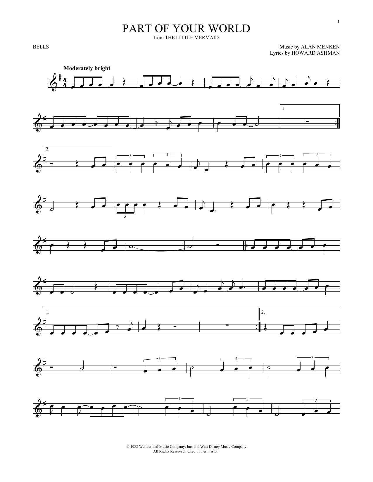 Produktgalerie: Seite 1 von 1 Part Of Your World (from The Little Mermaid), Alan Menken & Howard Ashman, Percussion