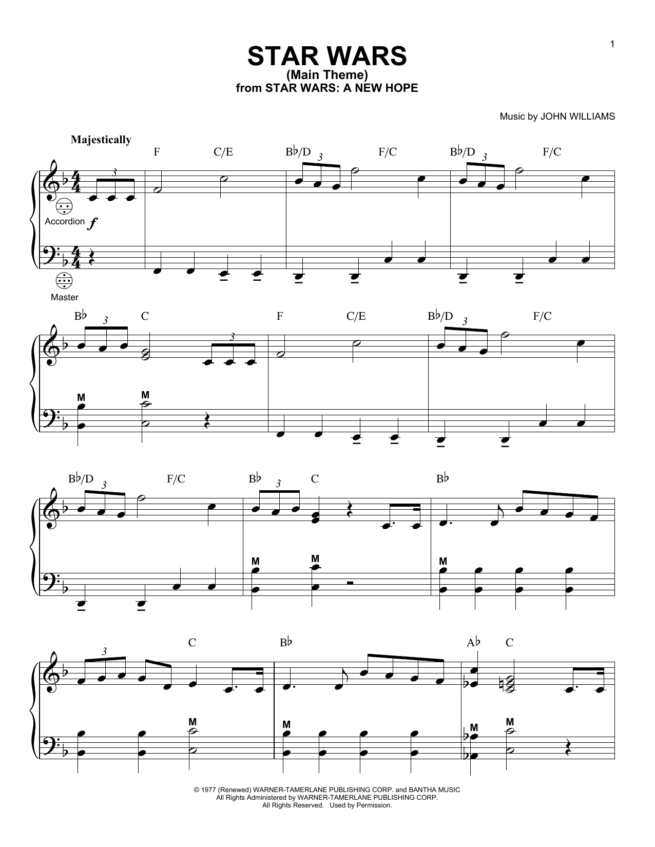 Produktgalerie: Seite 1 von 1 Star Wars (Main Theme), John Williams, Akkordeon