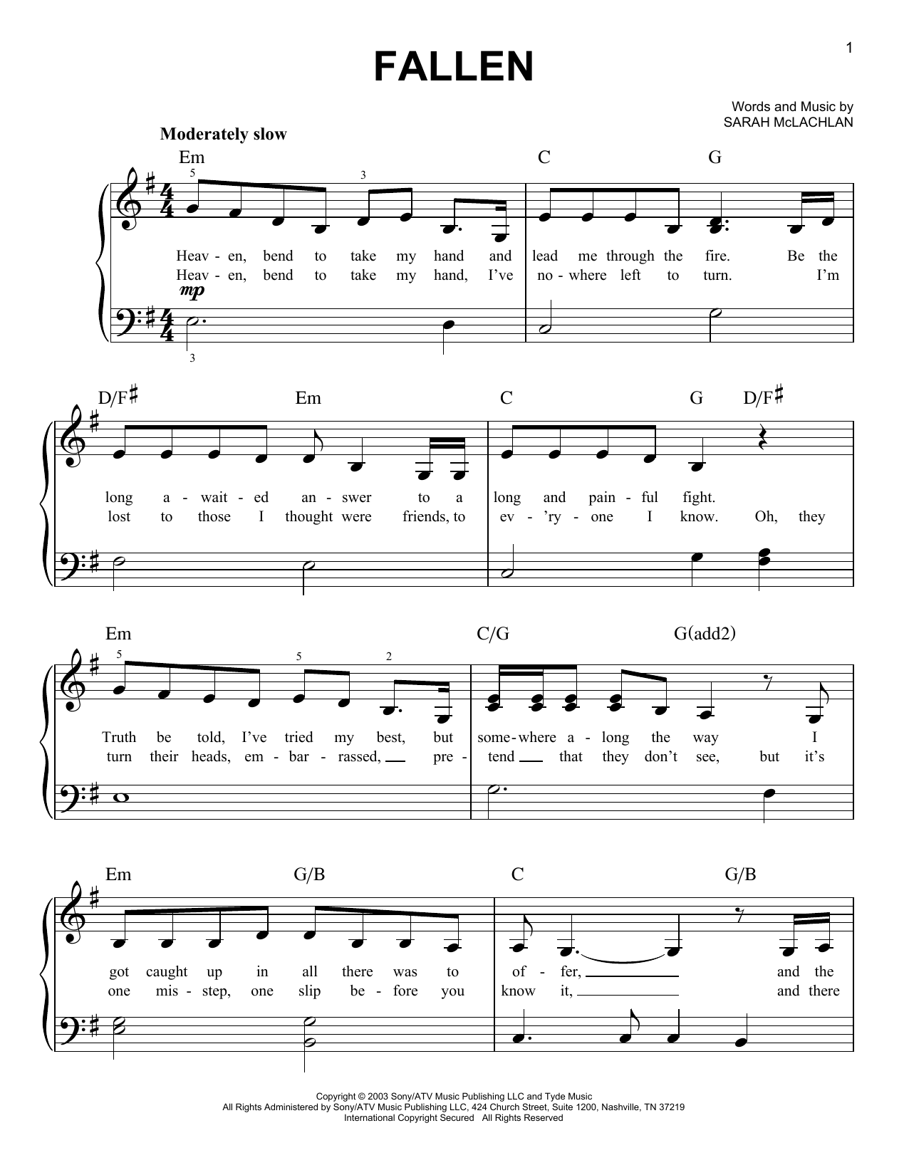 Produktgalerie: Seite 1 von 1 Fallen, Sarah McLachlan, Klavier