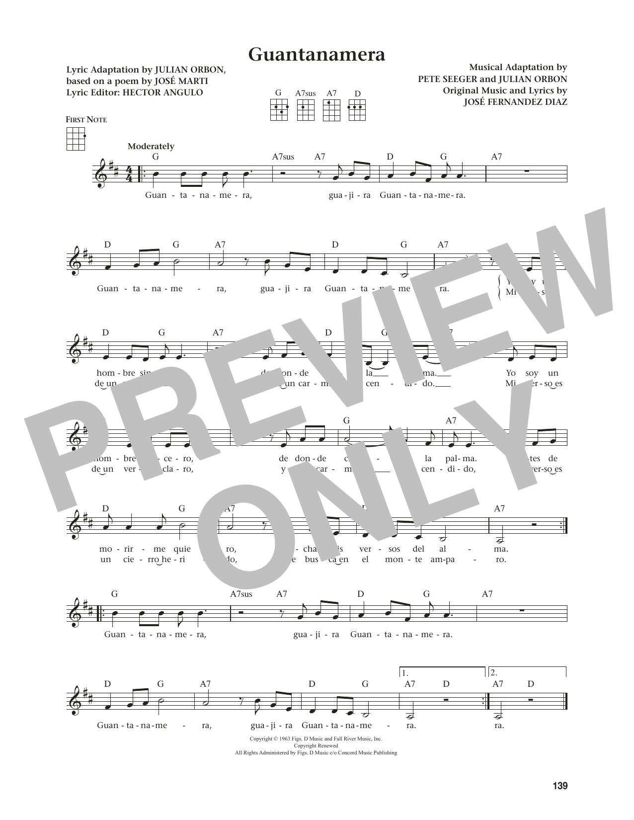 Product gallery: Page 1 of 1 Guantanamera (from The Daily Ukulele) (arr. Jim Beloff), Hector Angulo