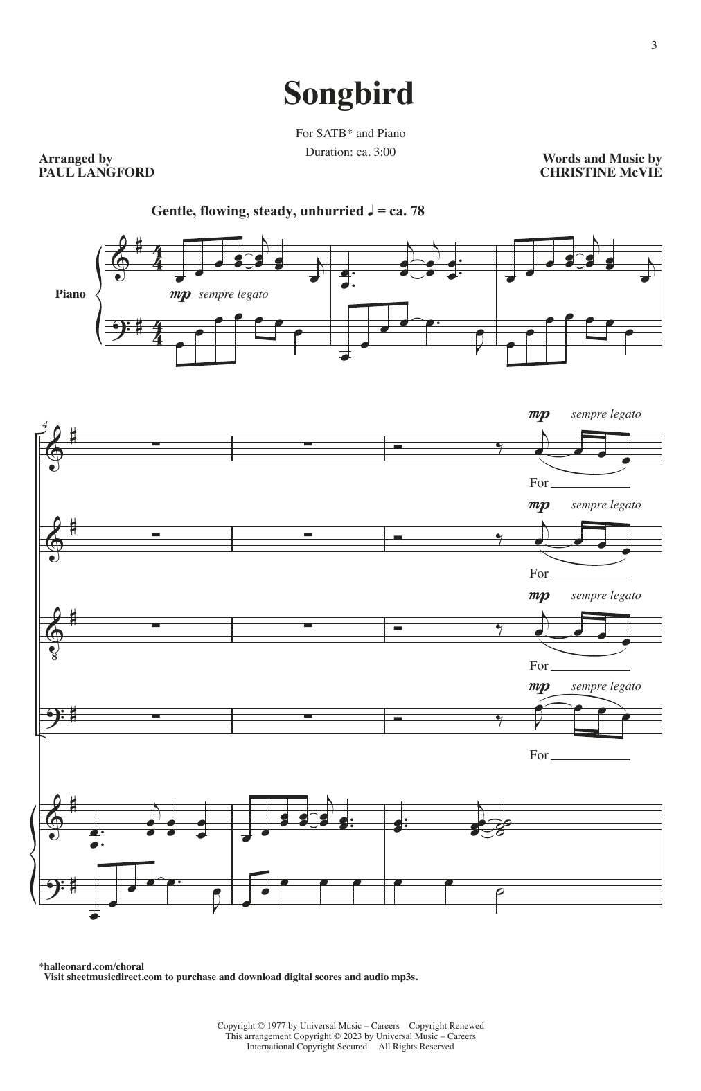 Produktbild zu: Songbird (arr. Paul Langford)