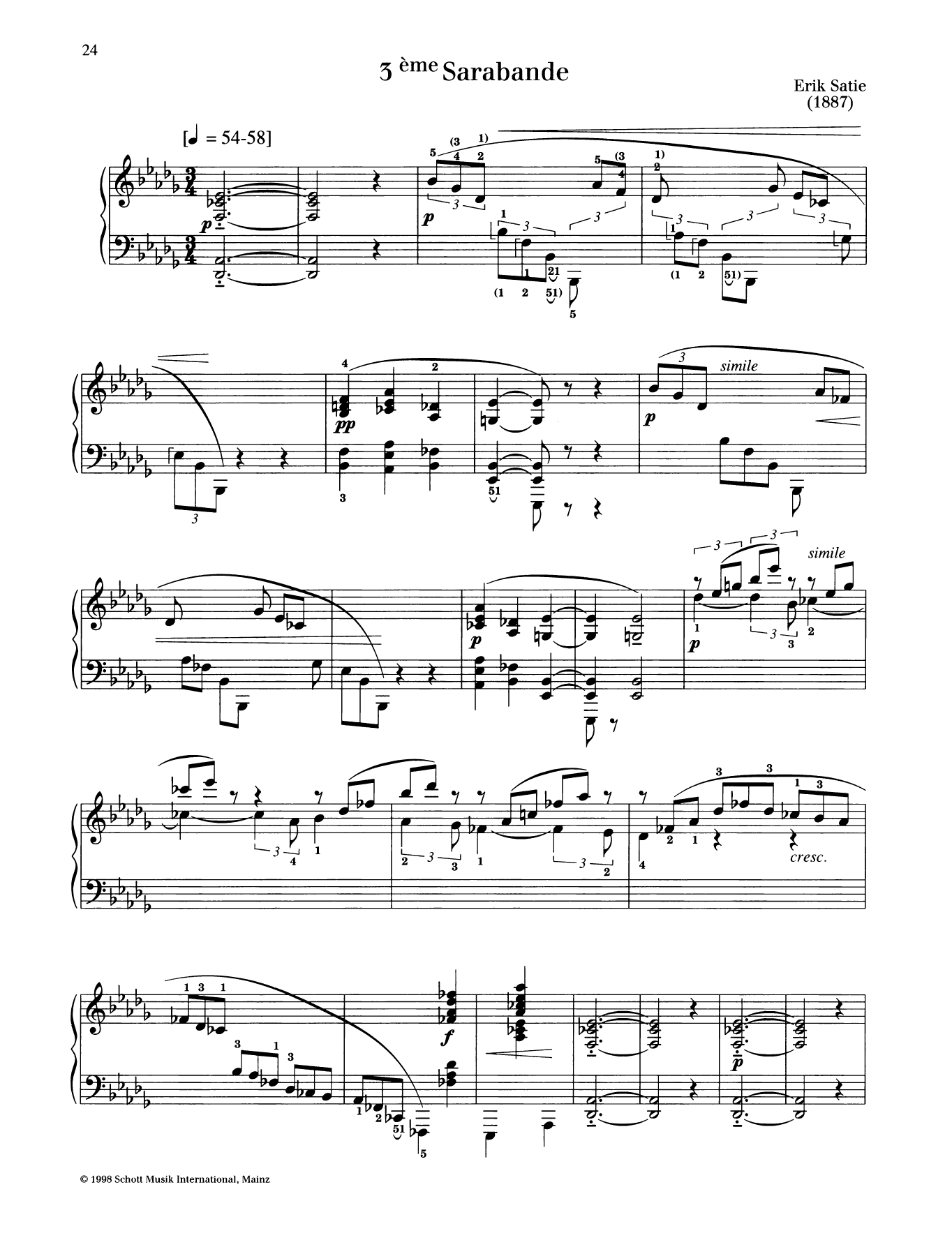 Product gallery: Page 1 of 1 3eme Sarabande, Erik Satie