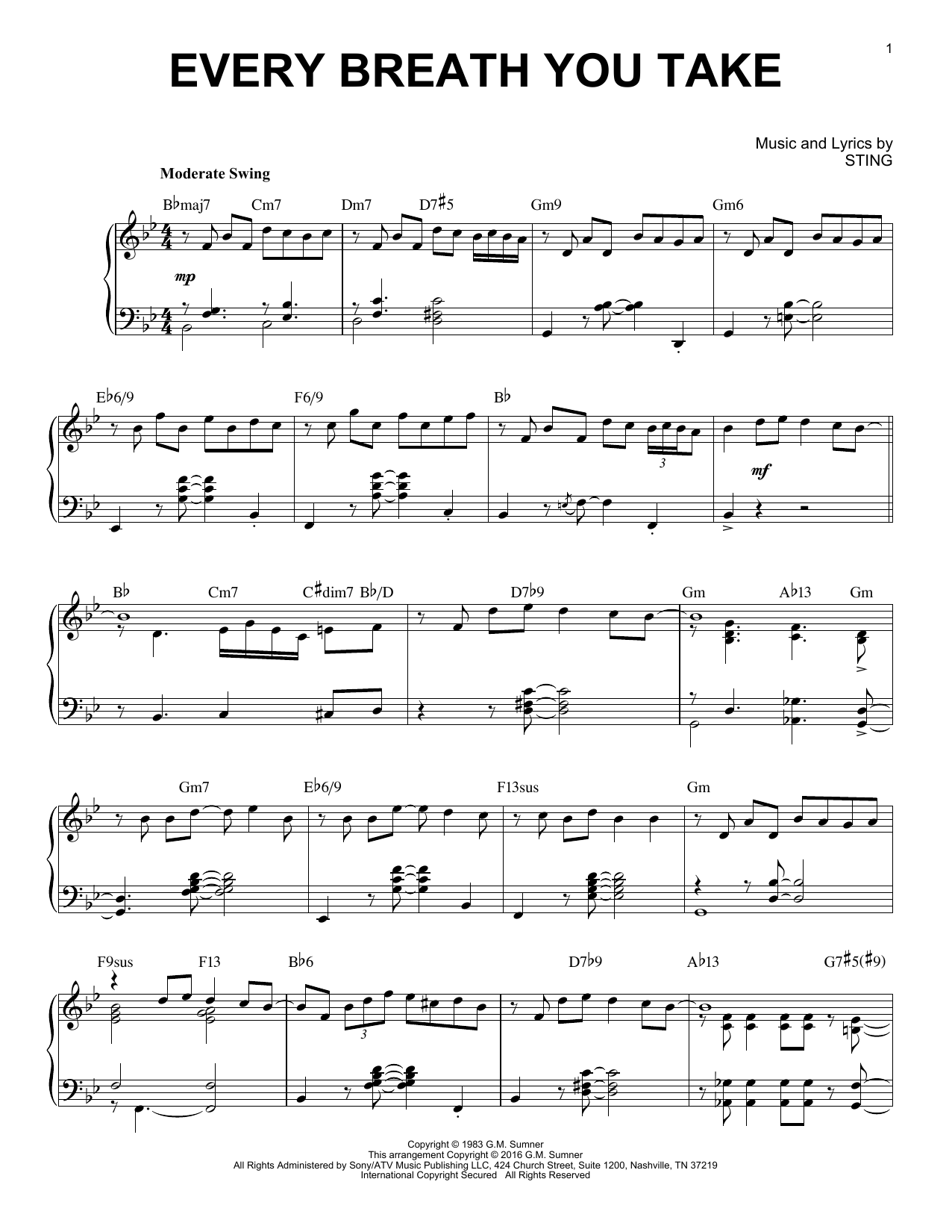 Product gallery: Page 1 of 1 Every Breath You Take [Jazz version] (arr. Brent Edstrom), The Police
