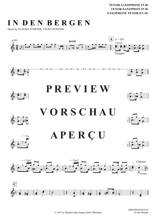 Product gallery: Page 2 of 4 In Den Bergen , Avsenik, Slavko, Tenor Saxophone