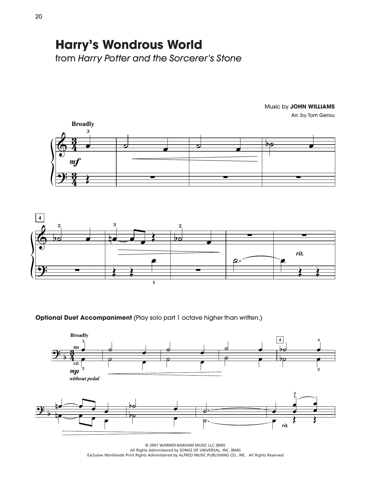 Produktbild zu: Harry's Wondrous World (from Harry Potter) (arr. Tom Gerou)