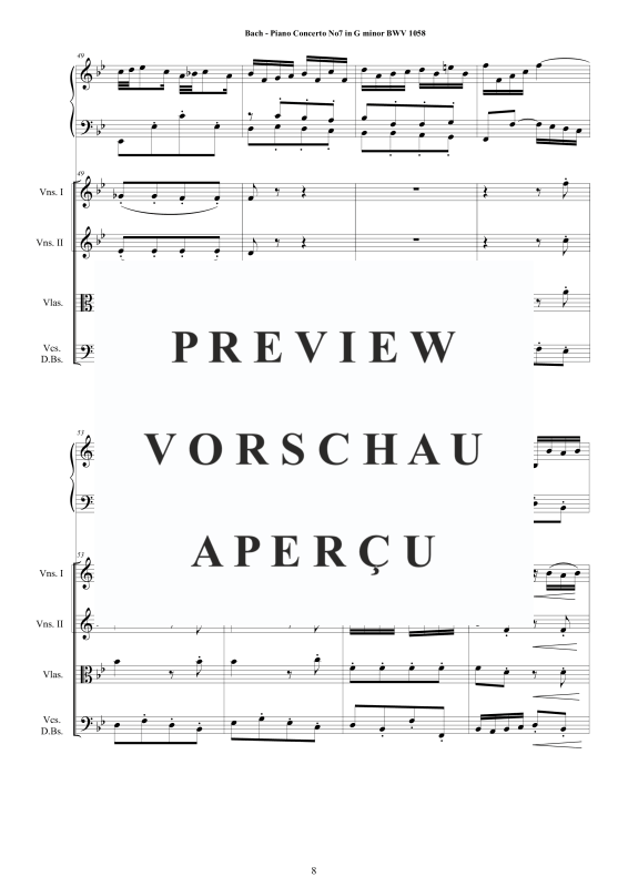 Produktgalerie: Seite 9 von 11 Klavierkonzert Nr. 7 g-Moll BWV 1058, , Klavier und Streichorchester
