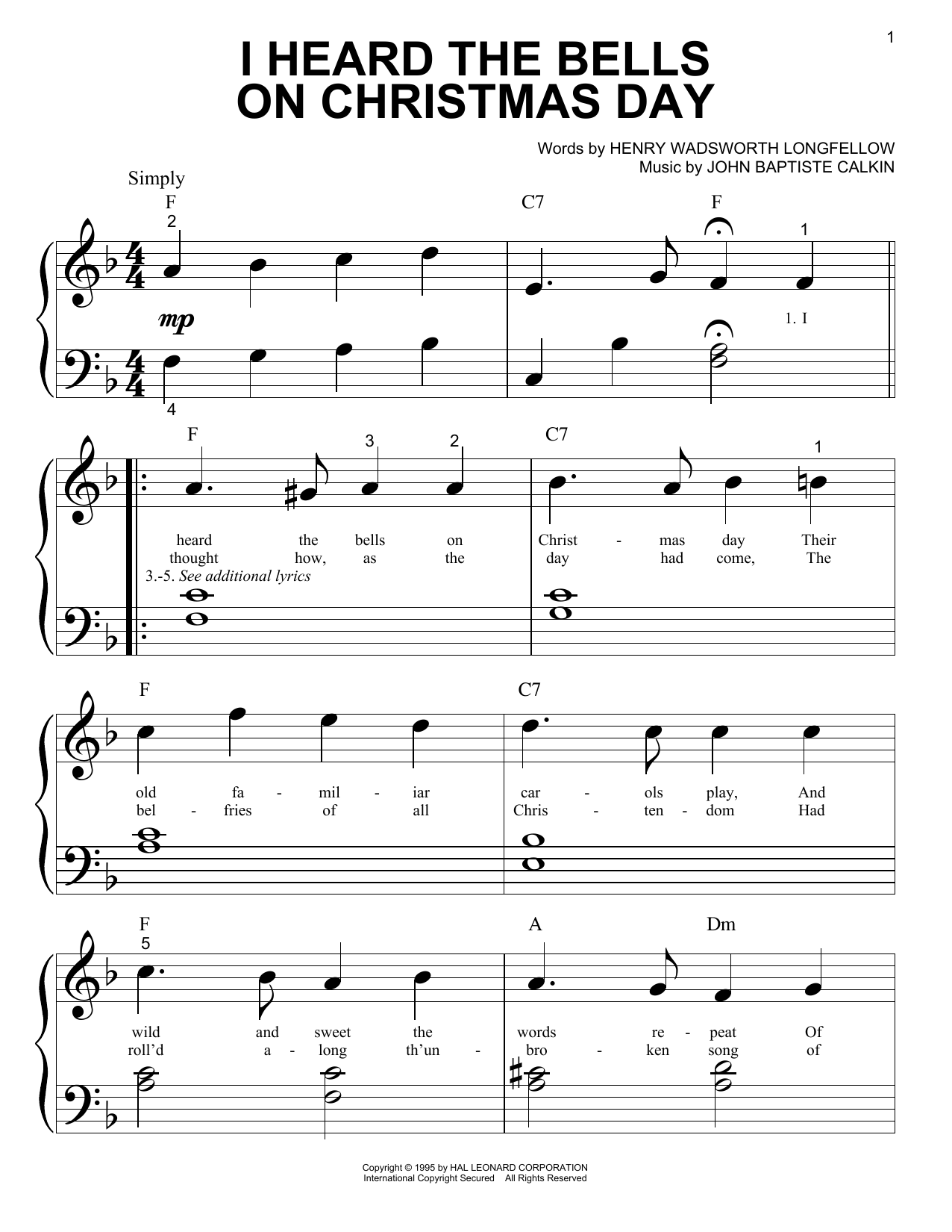 Product gallery: Page 1 of 1 I Heard The Bells On Christmas Day, Henry Wadsworth Longfellow