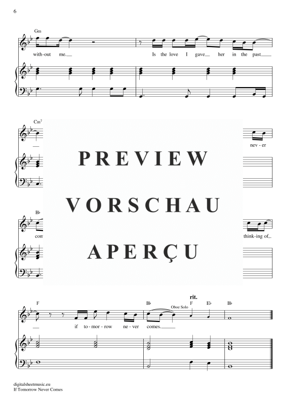 gallery: If Tomorrow Never Comes , Keatin, Ronan, Voice with Piano Accompaniment