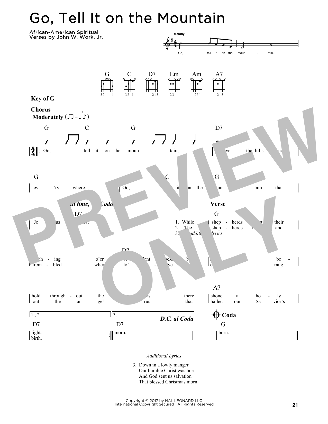 Product gallery: Page 1 of 1 Go, Tell It On The Mountain, John W. Work, Jr.
