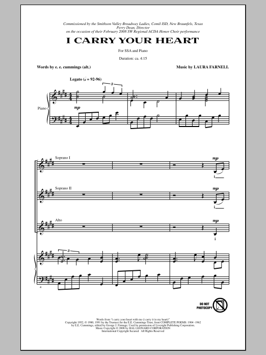 Produktgalerie: Seite 1 von 1 I Carry Your Heart, Laura Farnell, Chor