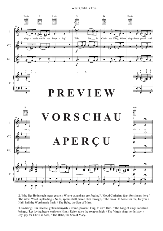 Produktgalerie: Seite 3 von 3 What Child Is This , , (1-3 Gesangsstimmen + Klavier)