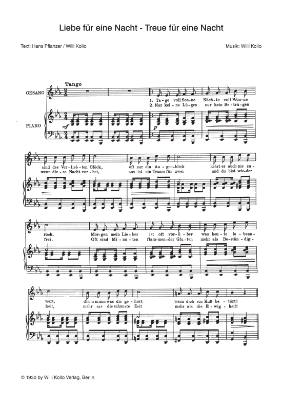 Produktbild zu: Liebe für eine Nacht - Treue für eine NachtWilli Kollo