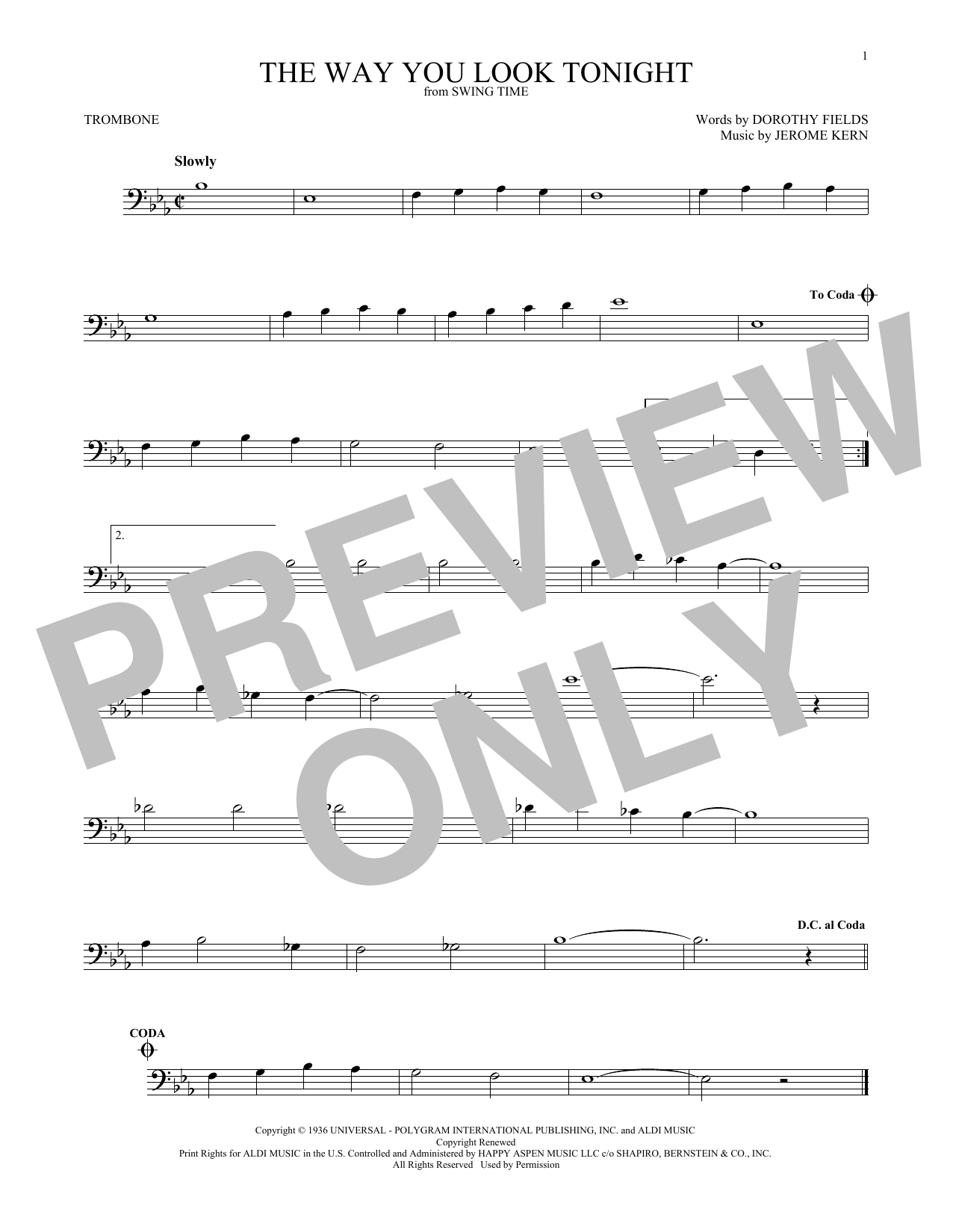Product gallery: Page 1 of 1 The Way You Look Tonight, Jerome Kern