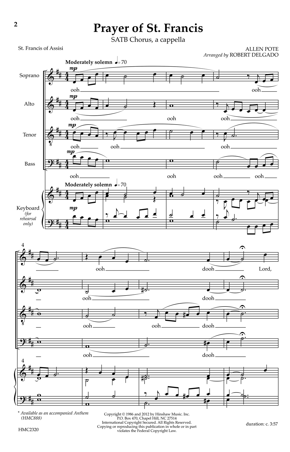 Product picture to: Prayer Of St. Francis (arr. Robert Delgado)
