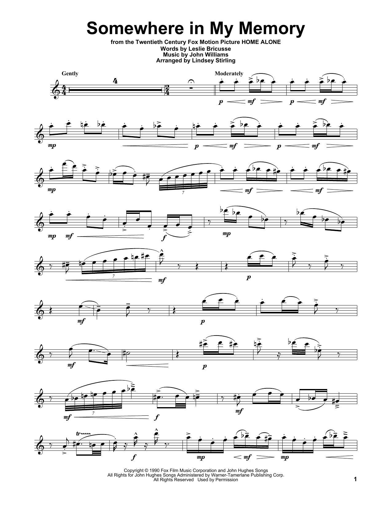 Product gallery: Page 1 of 1 Somewhere In My Memory (from Home Alone), Lindsey Stirling