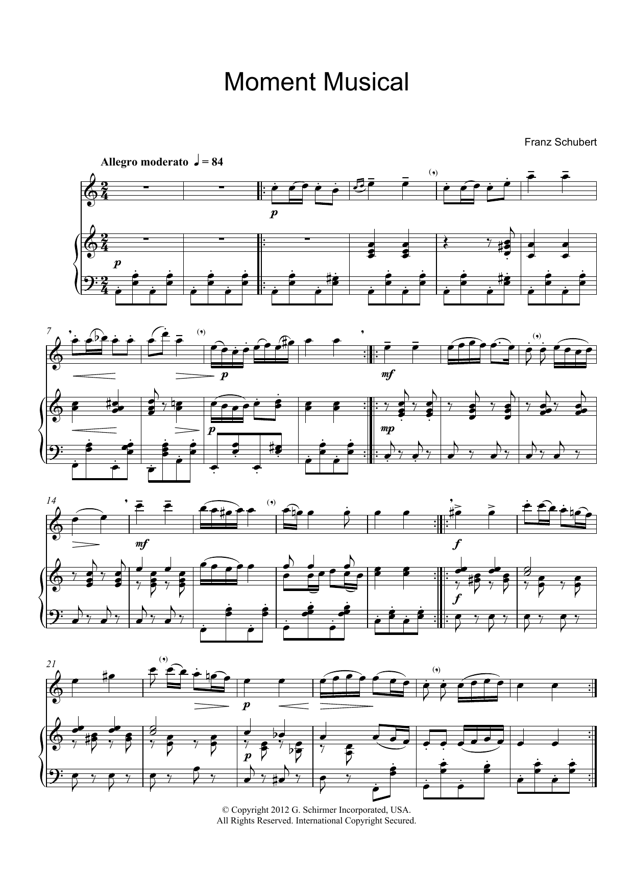 Product gallery: Page 1 of 1 Moment Musical, Franz Schubert