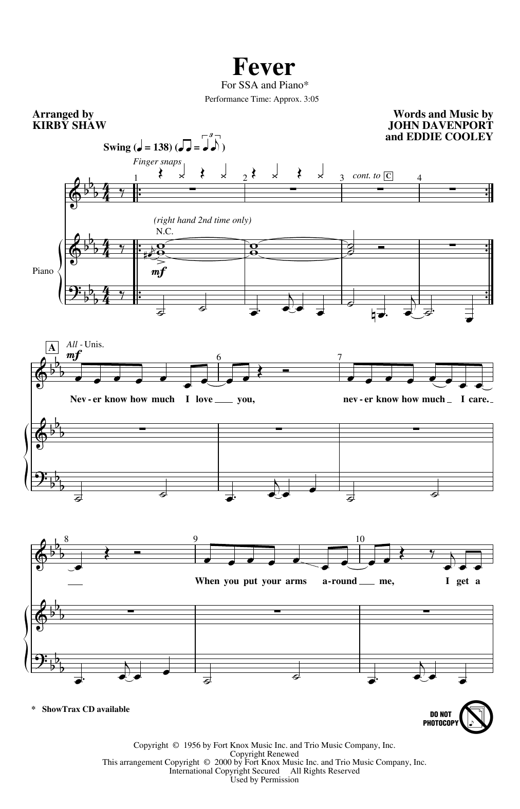 Produktgalerie: Seite 1 von 1 Fever (arr. Kirby Shaw), Peggy Lee, Chor