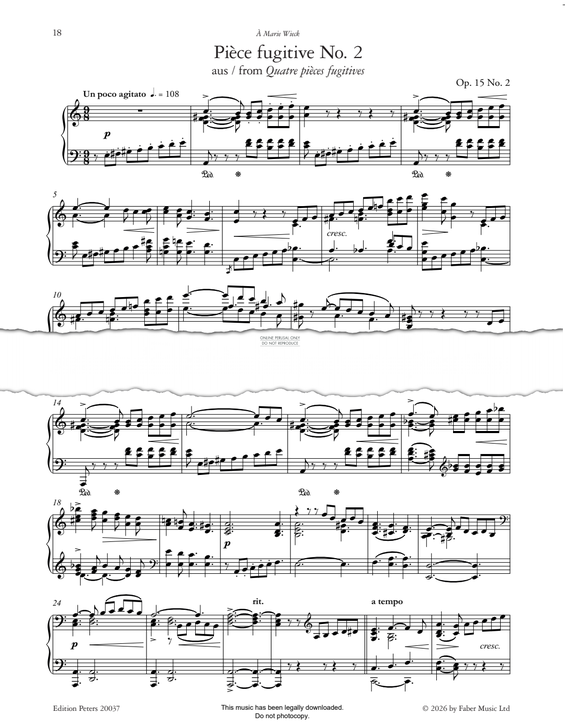 Produktgalerie: Seite 1 von 1 Pièce fugitive (Un poco agitato), Op. 15 No. 2, Clara Schumann, Klavier