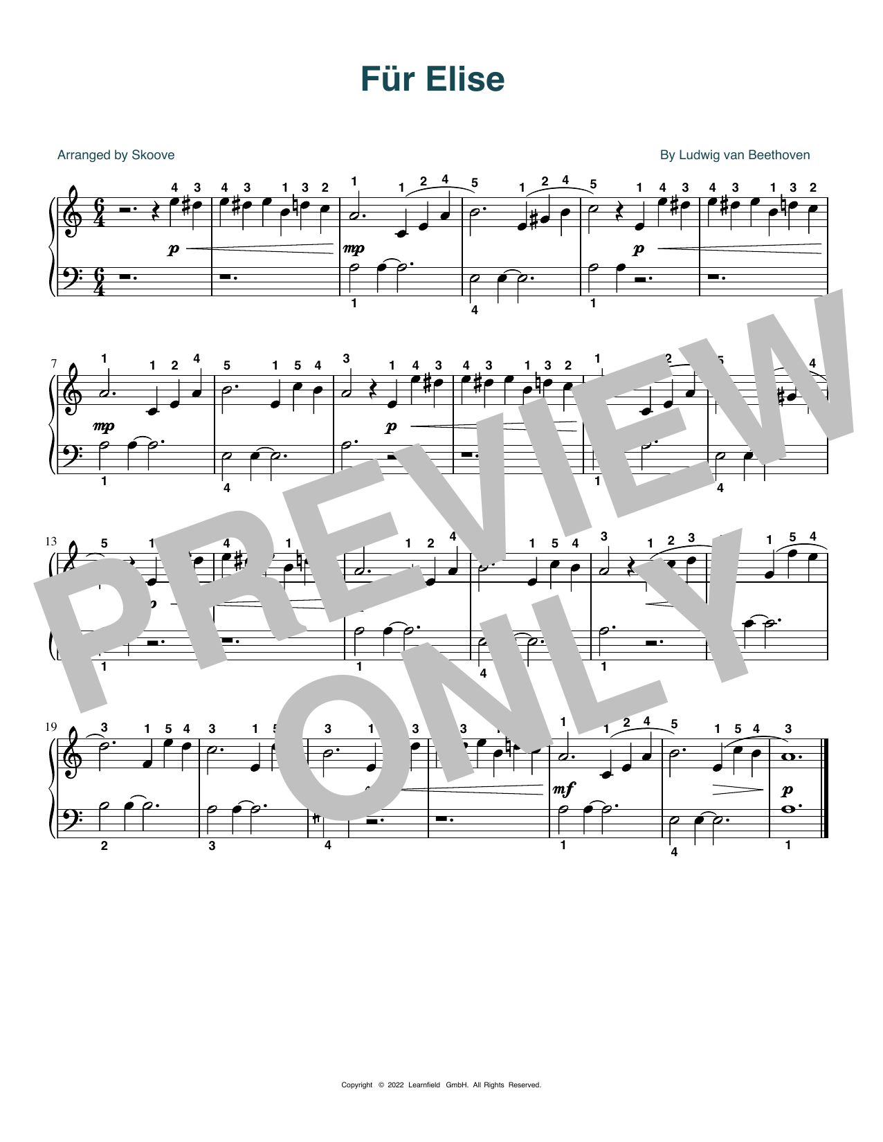 Product picture to: Fur Elise (arr. Skoove)