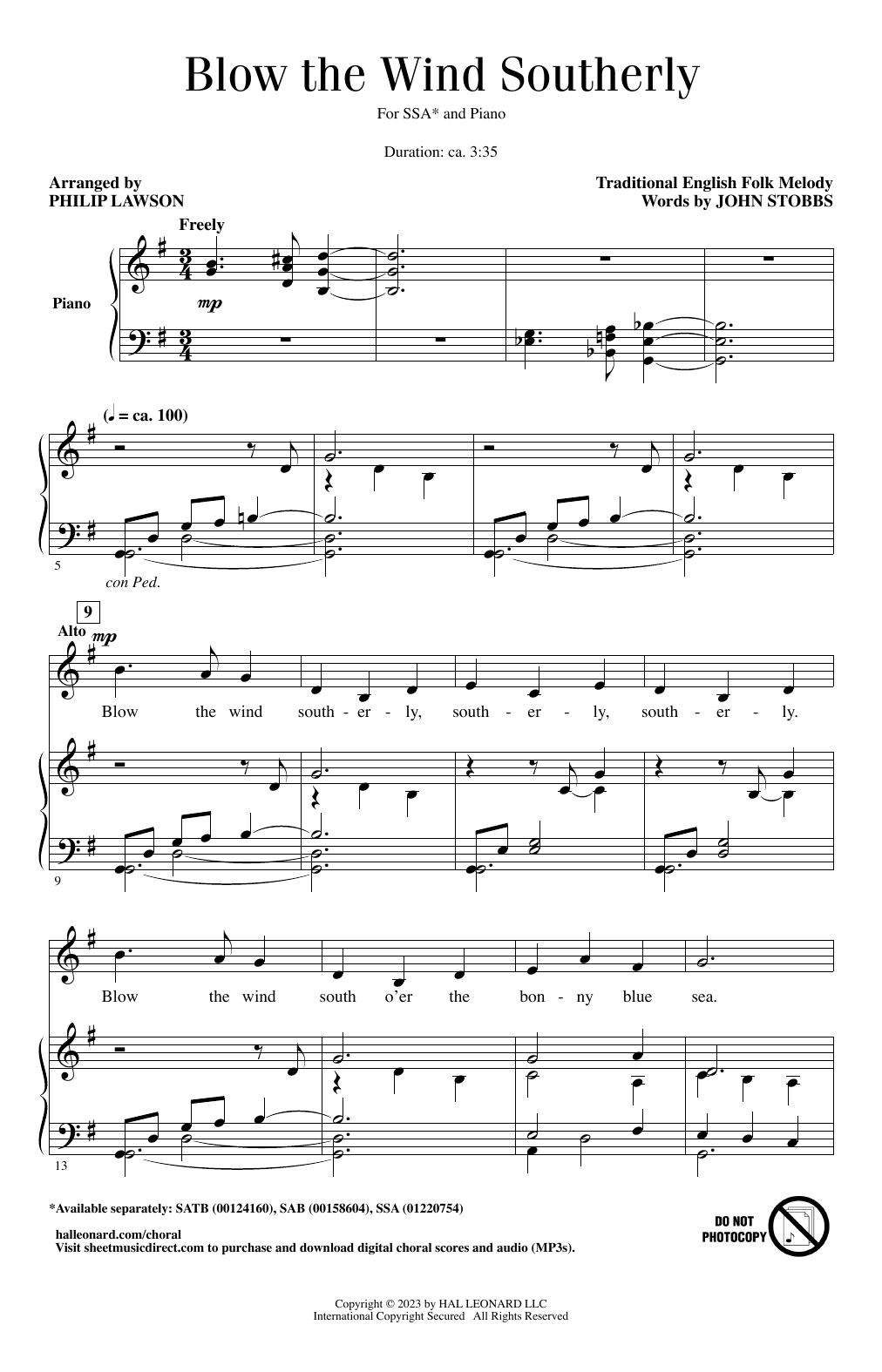 Produktgalerie: Seite 1 von 1 Blow The Wind Southerly (arr. Philip Lawson), John Stobbs, Chor
