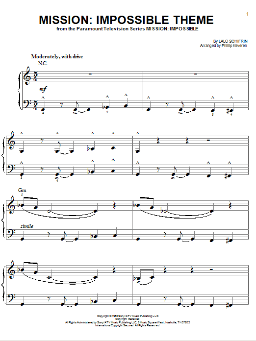 Product picture to: Mission: Impossible Theme (arr. Phillip Keveren)