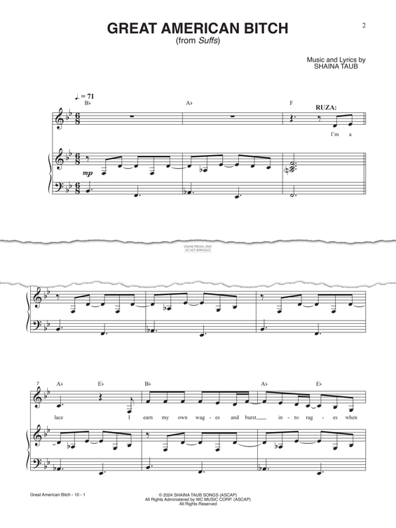 Produktgalerie: Seite 1 von 1 Great American Bitch (from 'Suffs'), Shaina Taub, Gesang, Gitarre, Klavier