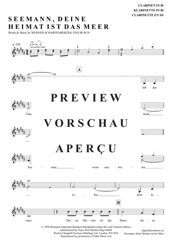 Product gallery: Page 2 of 4 Seemann, Deine Heimat Ist Das Meer , Quinn, Freddy, Clarinet in B-flat
