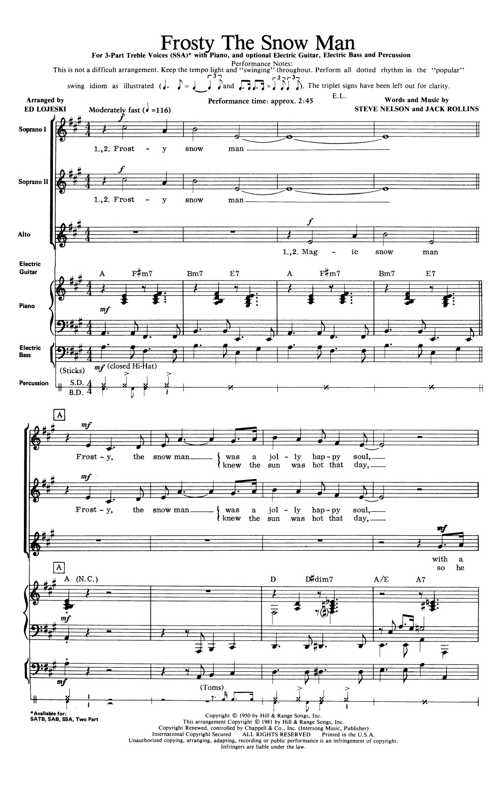 Product gallery: Page 1 of 1 Frosty The Snow Man (arr. Ed Lojeski), Jack Rollins & Steve Nelson