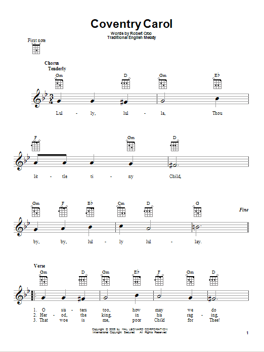 Product gallery: Page 1 of 1 Coventry Carol, Traditional
