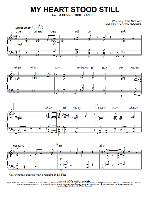 Product gallery: Page 1 of 1 My Heart Stood Still [Jazz version] (arr. Brent Edstrom), Bill Evans