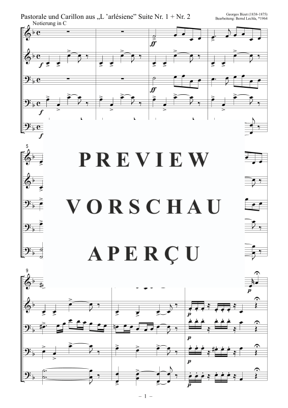 Produktgalerie: Seite 2 von 7 Pastorale und Carillon aus L'Arlésienne Suite Nr. 1 und Nr. 2, , Posaunenchor