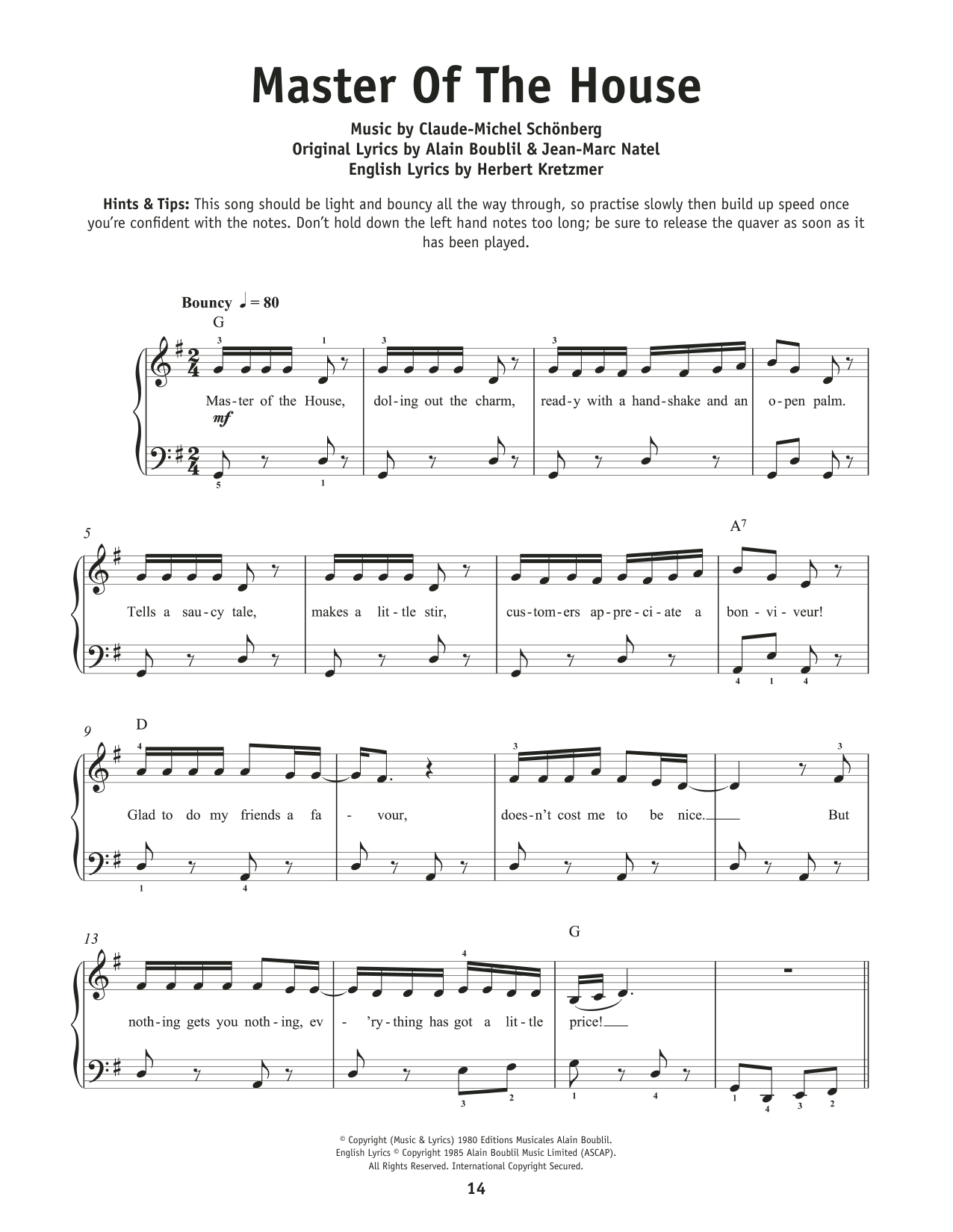 Produktbild zu: Master Of The House (from Les Miserables)