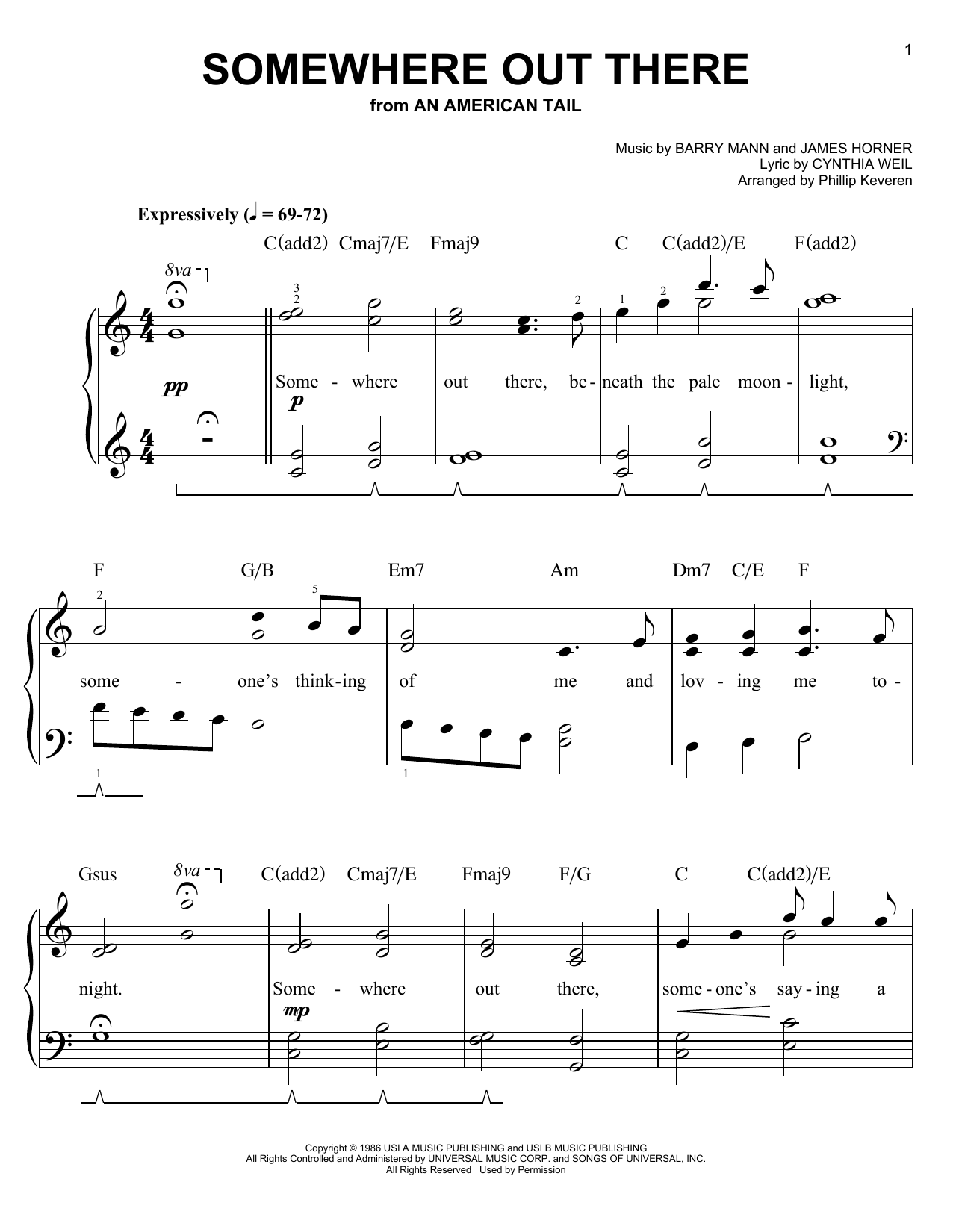 Product picture to: Somewhere Out There (arr. Phillip Keveren)