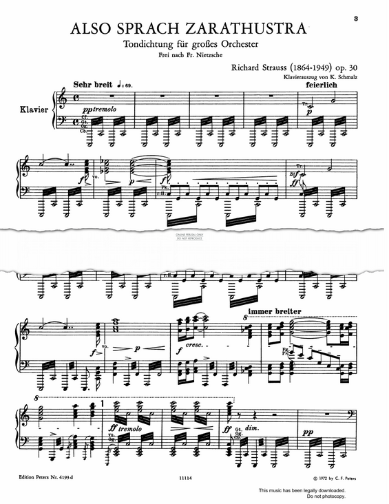 Produktgalerie: Seite 1 von 1 Also Sprach Zarathustra Op.30, Richard Strauss, Klavier