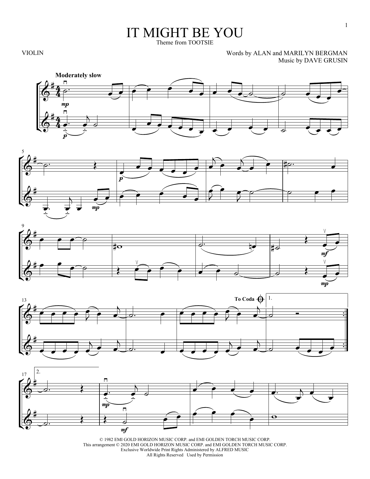 Product gallery: Page 1 of 1 It Might Be You (from Tootsie), Dave Grusin