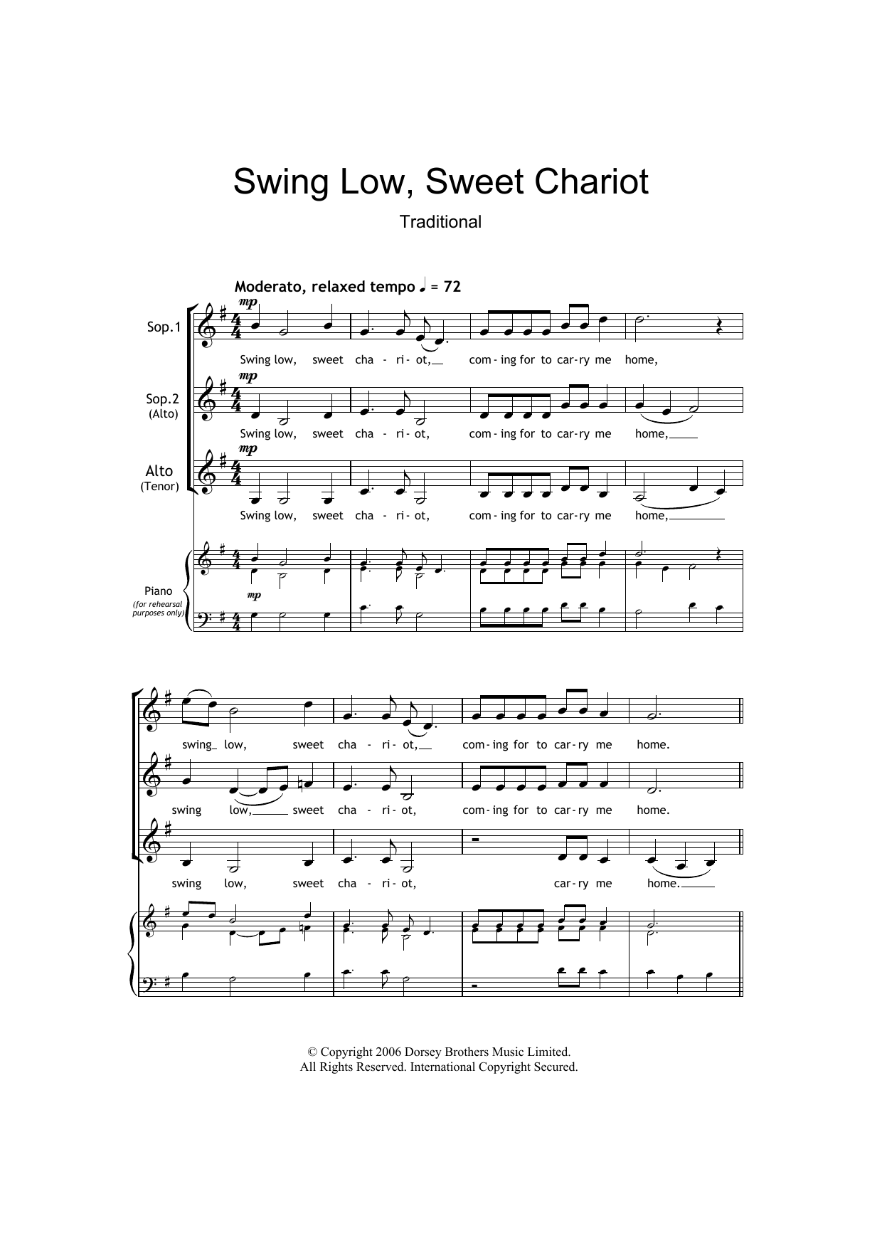 Produktgalerie: Seite 1 von 1 Swing Low, Sweet Chariot (arr. Barrie Carson Turner), Traditional, Chor