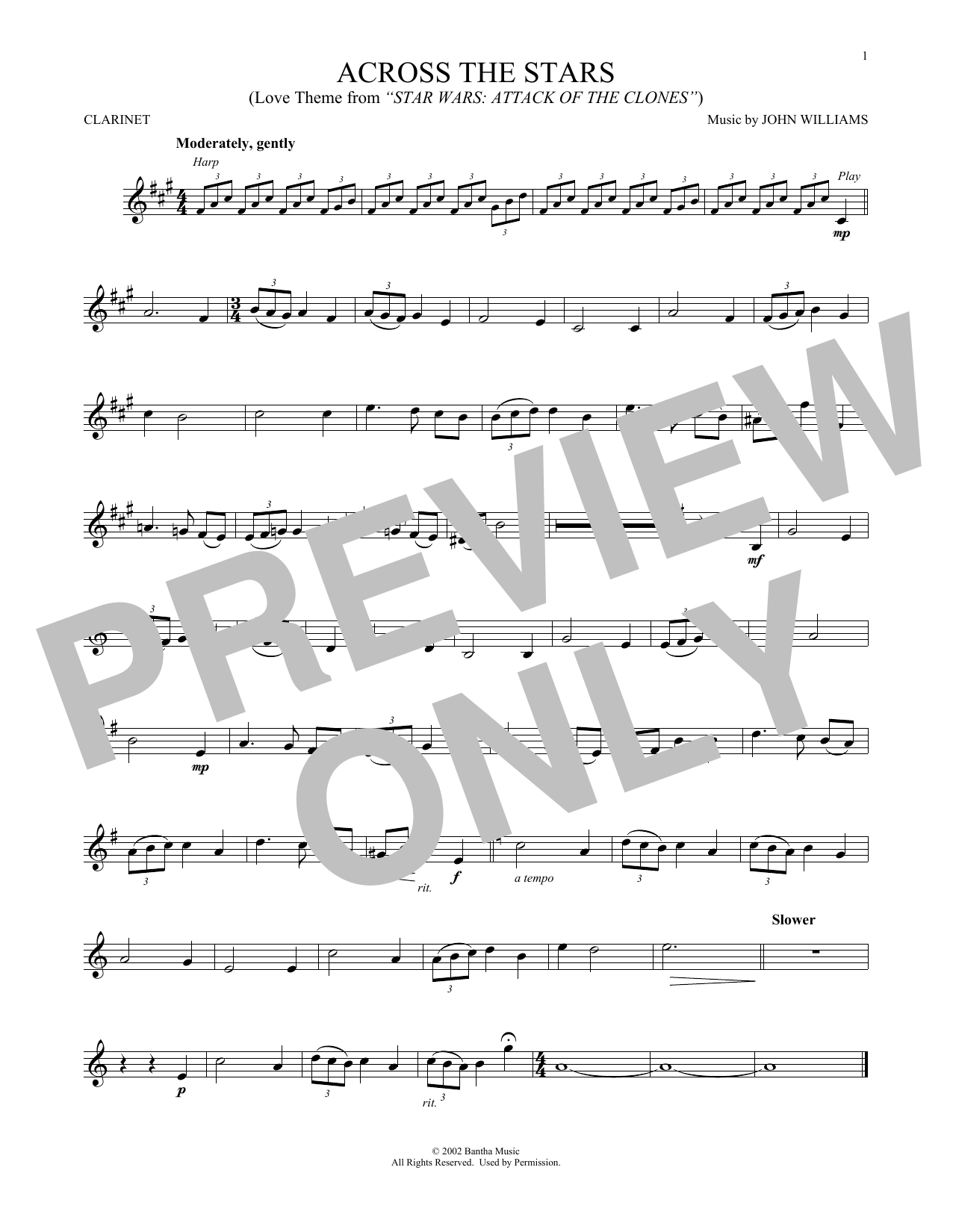 Product gallery: Page 1 of 1 Across The Stars (from Star Wars: Attack Of The Clones), John Williams