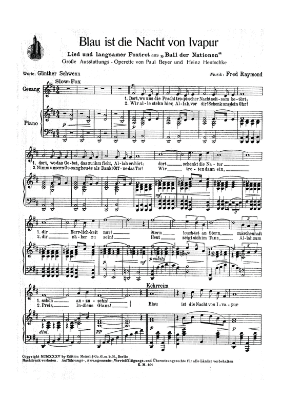 Produktbild zu: Blau ist die Nacht von Ivapuraus: Ball der Nationen (Operette)