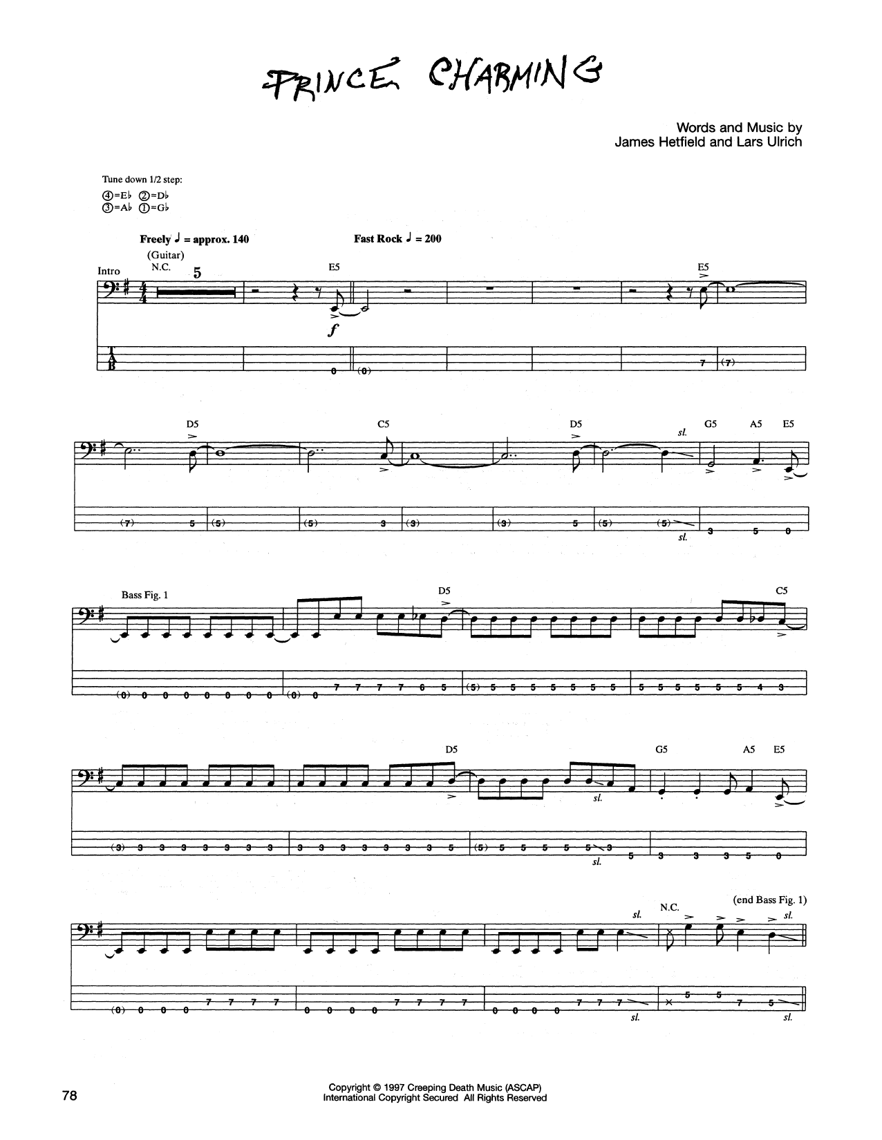 Produktgalerie: Seite 1 von 1 Prince Charming, Metallica, E-Bass