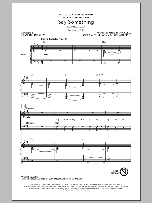 Produktgalerie: Seite 1 von 1 Say Something, Alan Billingsley, Chor