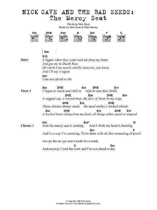 Produktgalerie: Seite 1 von 1 The Mercy Seat, Nick Cave, Gitarre